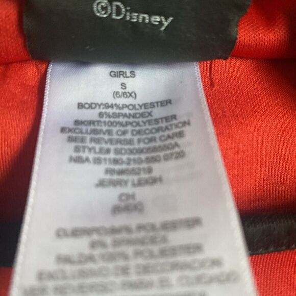 Disney Minnie Mouse Party Dress Red Black Tulle Sequins Hood Child Size S 6/6x - Picture 10 of 10